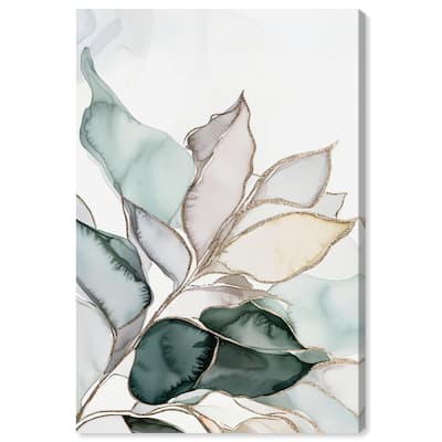 Pastel Leaves with Gold I Canvas by Art Remedy, Gallery Wrapped