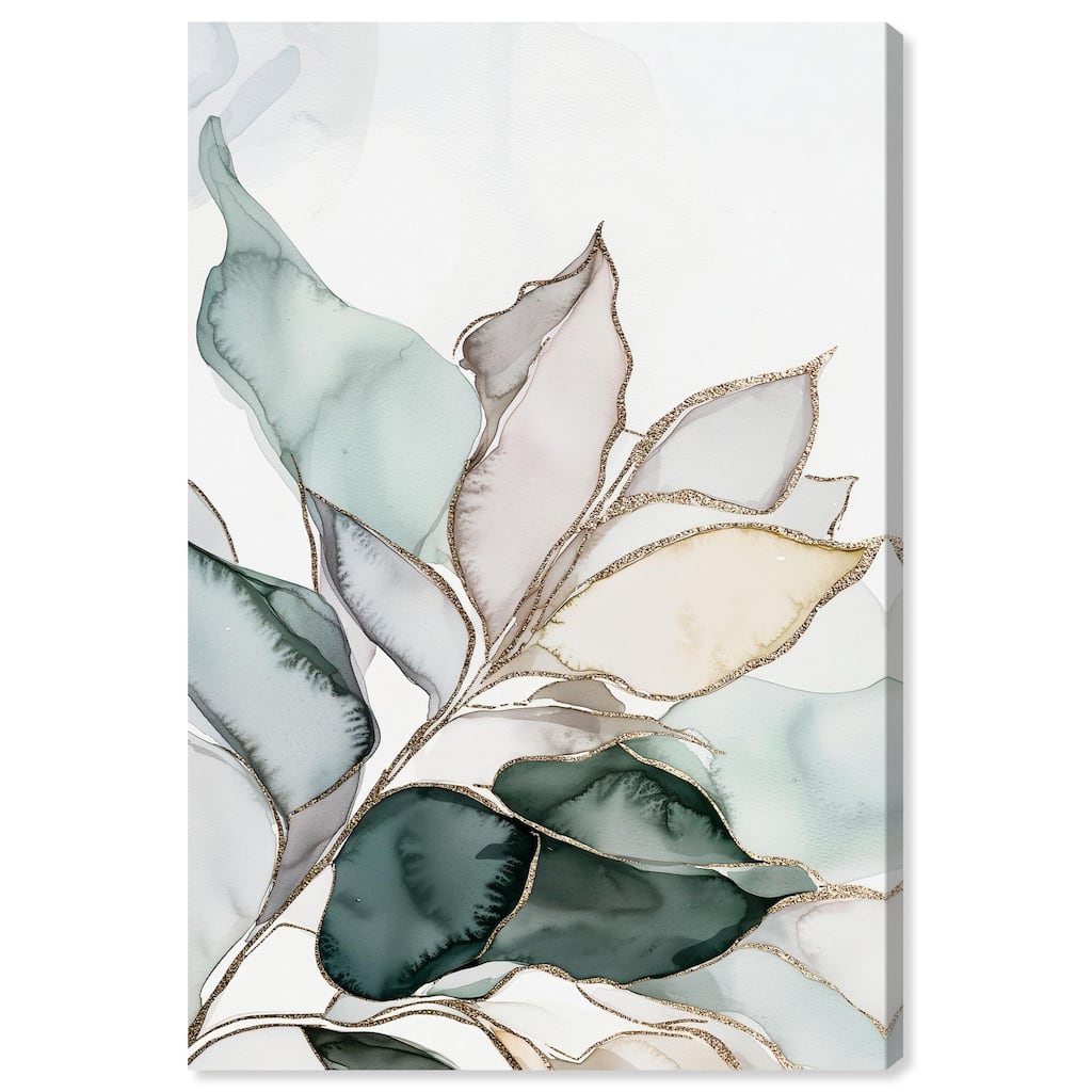 Pastel Leaves with Gold I Canvas by Art Remedy, Gallery Wrapped