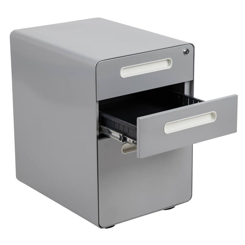 Ergonomic 3-Drawer Mobile Locking Filing Cabinet Storage Organizer