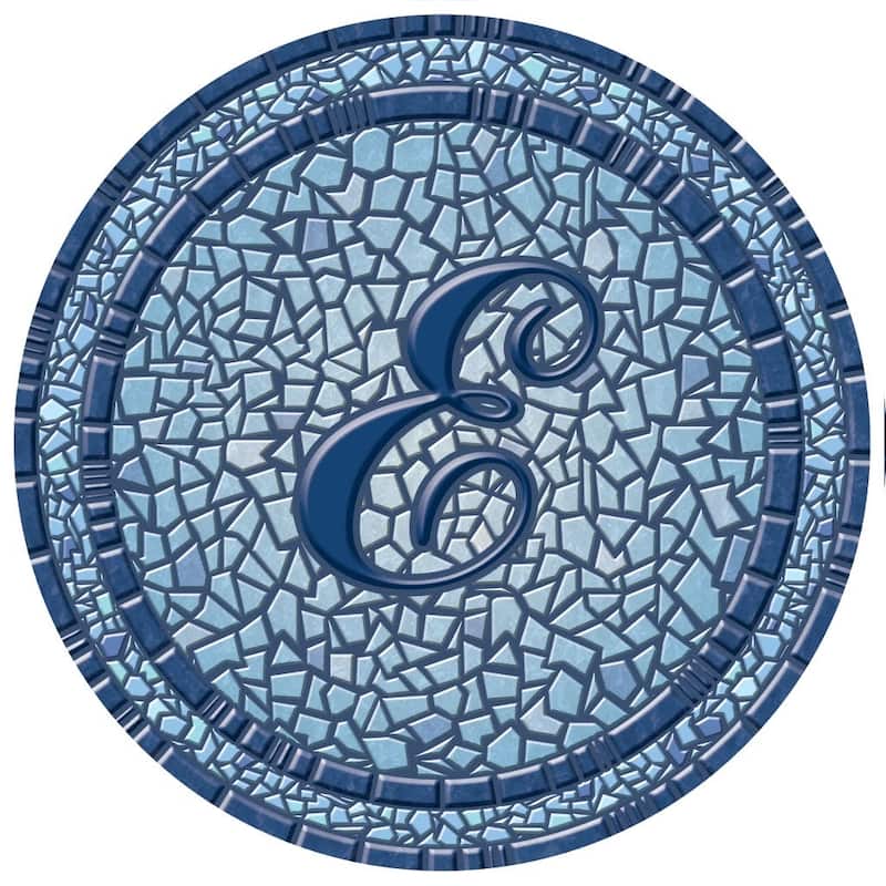 Custom Monogram Decorative Poolmat #2 - Mosaic Pool Art - 29" in Diameter - Letter "E"