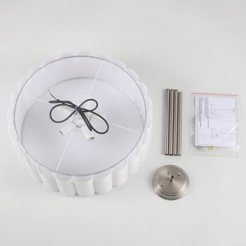 5 Light Simple Modern Pendant with Fabric Shade Adjustable Height Bulb Not Included
