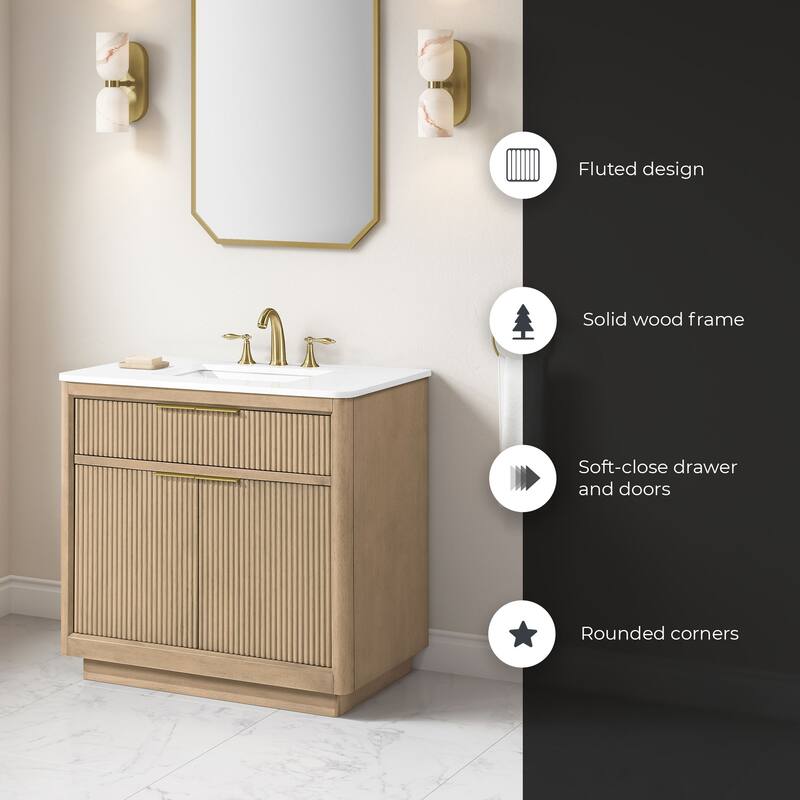 OVE Xander Bathroom Vanity with White Engineered Stone Top