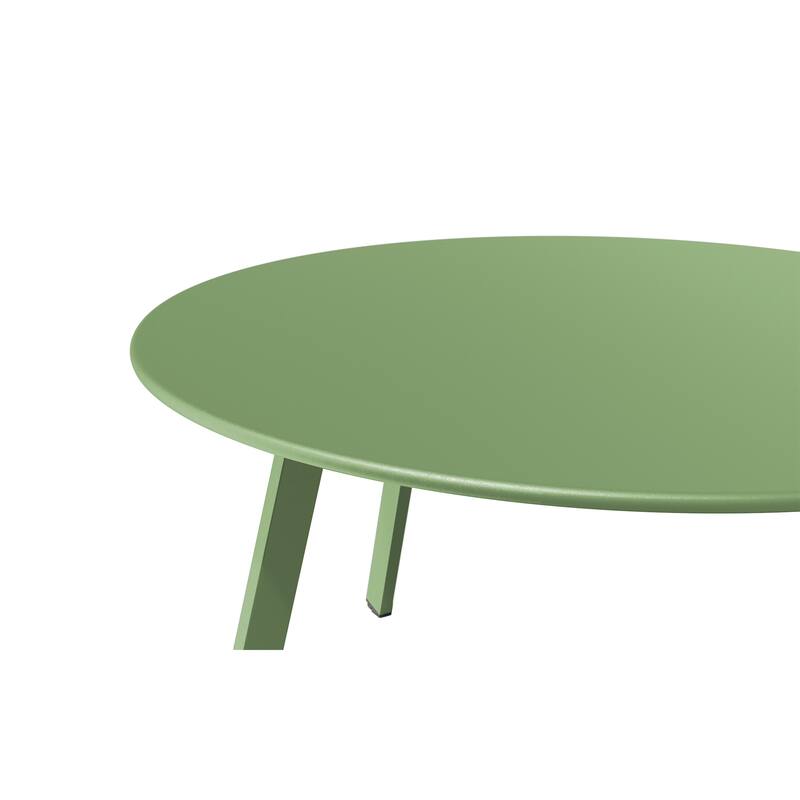 Clihome Patio Round Metal Coffee Table, Outdoor Side Table