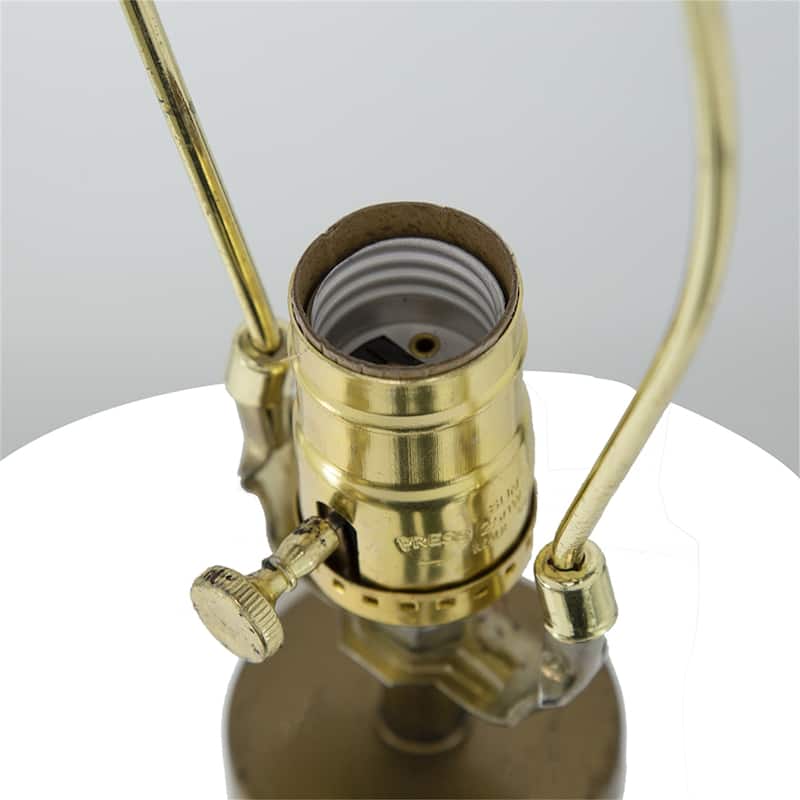 16x16x24" Gold and White Table Lamp with Glass Cylinder and Pedestal Base