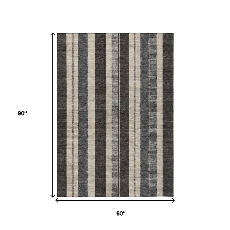 HomeRoots Striped Transitional Rectangle Outdoor Rug