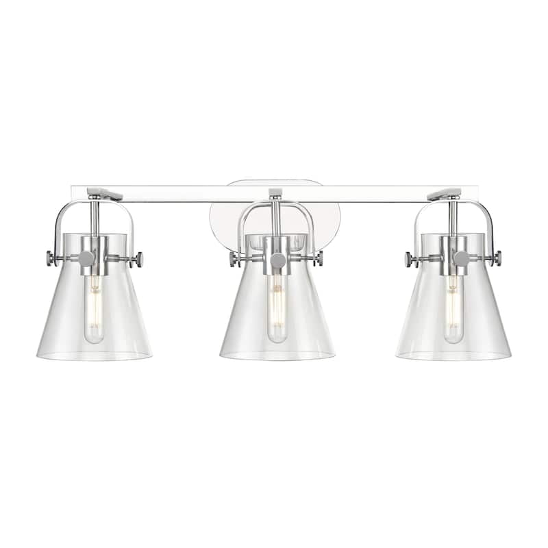 Innovations Lighting 423-3W-10-27 Pilaster II Cone Vanity Pilaster II - Polished Chrome / Clear