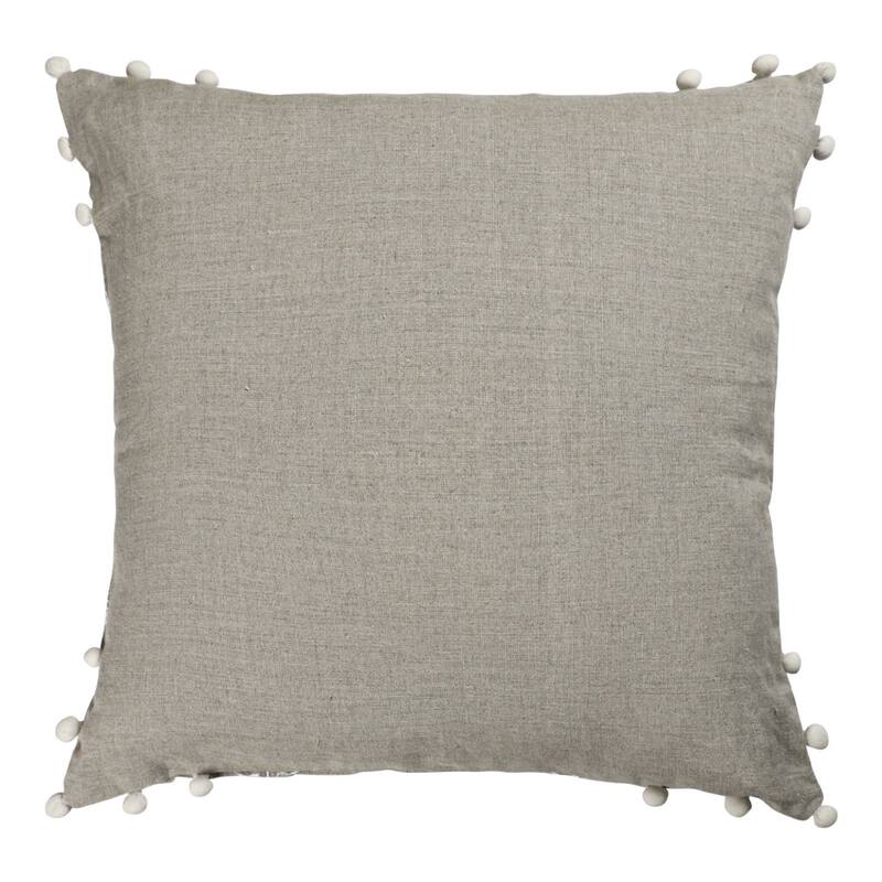 20" Beige and Ivory Throw Pillow with Embroidery