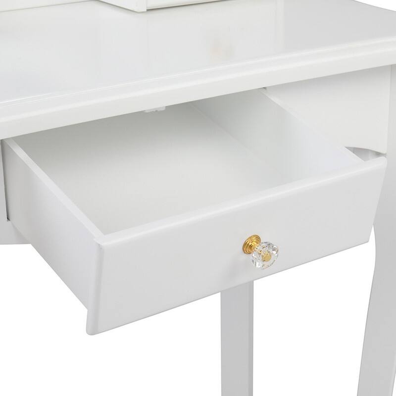 Three Drawers Kids Dressing Table with Chair White Love Style