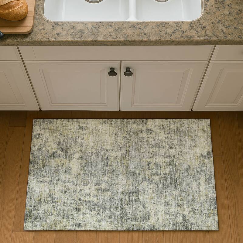 Premium Washable Super Soft Abstract Casual Mayfield Rug - Pewter - 1'8" x 2'6"