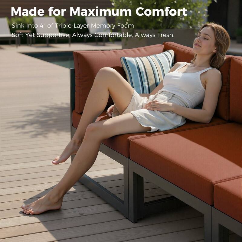 11-Piece Luxury Aluminum Outdoor Furniture Set with Chaise Lounge & Fire Pit Table, 29" Deep Seating Aluminum Patio Sectional