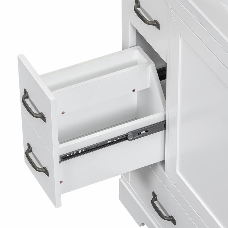 36" Bathroom Vanity with Sink Combo: Six Drawers, Multi-Functional Divider, Adjustable Shelf