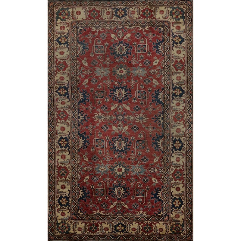 Hand Knotted Oriental 100% Wool Carpet Traditional Floral Red Kazak Area Rug - 10' 11'' X 7' 6''