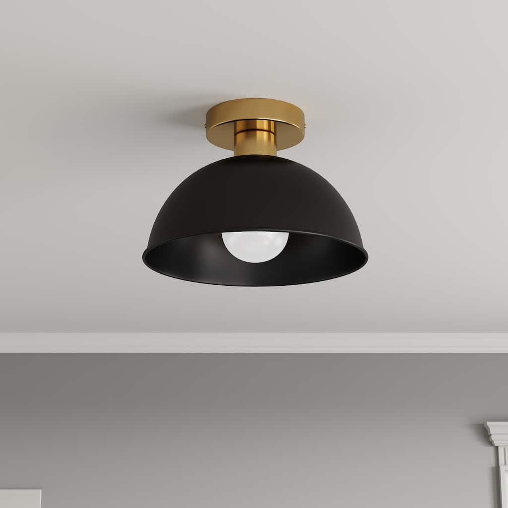 Modern Brushed Gold Semi Flush Mount Ceiling Light for Hallway Stairway Foyer