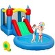 preview thumbnail 1 of 7, Qaba Inflatable Bounce House, 4 in 1 Bouncy Castle with Slide, Basketball Hoop, Ball Pit, 370W Blower, 163" x 81" x 75" Multicolored