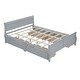 preview thumbnail 8 of 11, Queen Size Bed Frame Solid Pine Wood Construction Storage Bed Curved Legs Design Platform Bed with Headboard & 4 Drawers, Grey