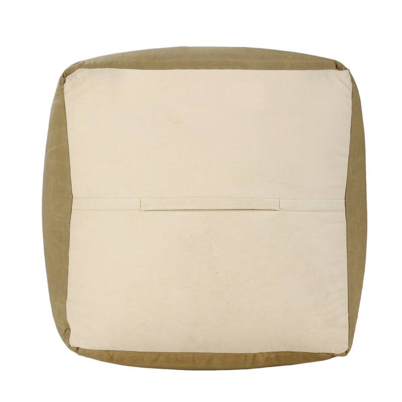HomeRoots 20" Brown Cotton Striped Pouf Ottoman