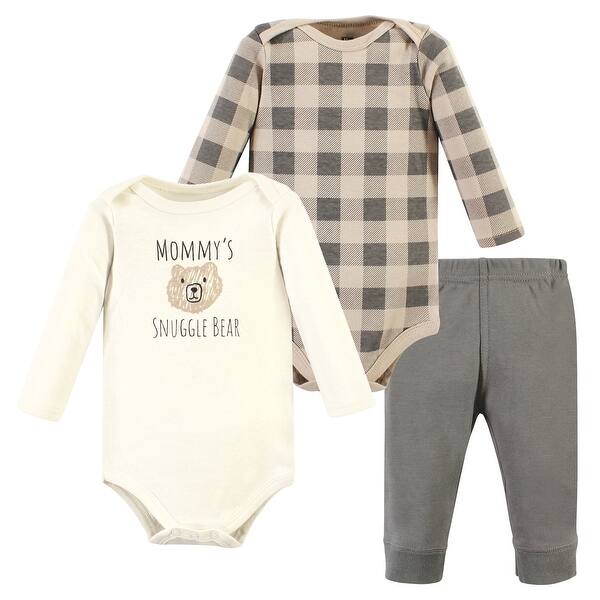 slide 1 of 1, Hudson Baby Long-Sleeve Bodysuits and Pants, Snuggle Bear Newborn - Snuggle Bear