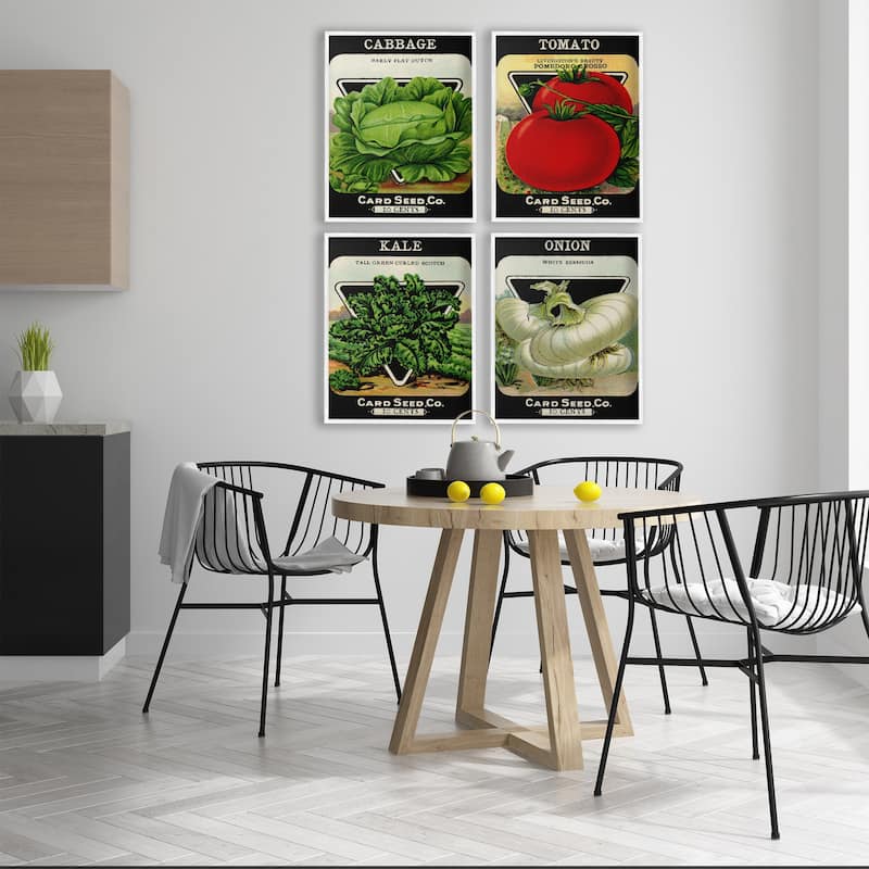 Stupell Vintage Garden Cabbage Framed Giclee Art Design By Lil' Rue (Set of 4)
