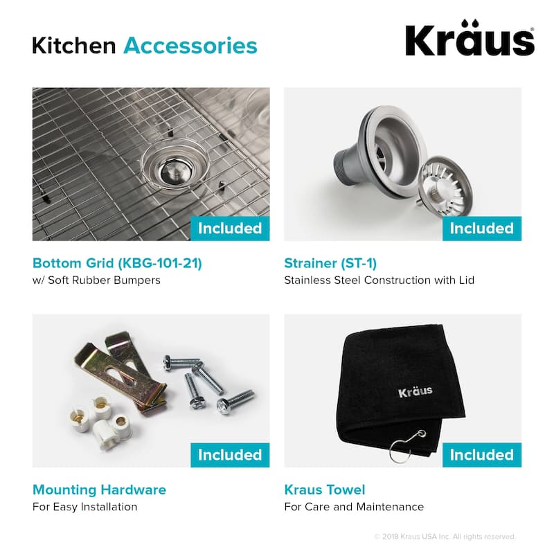 KRAUS Standart PRO Undermount Single Bowl Stainless Steel Kitchen Sink