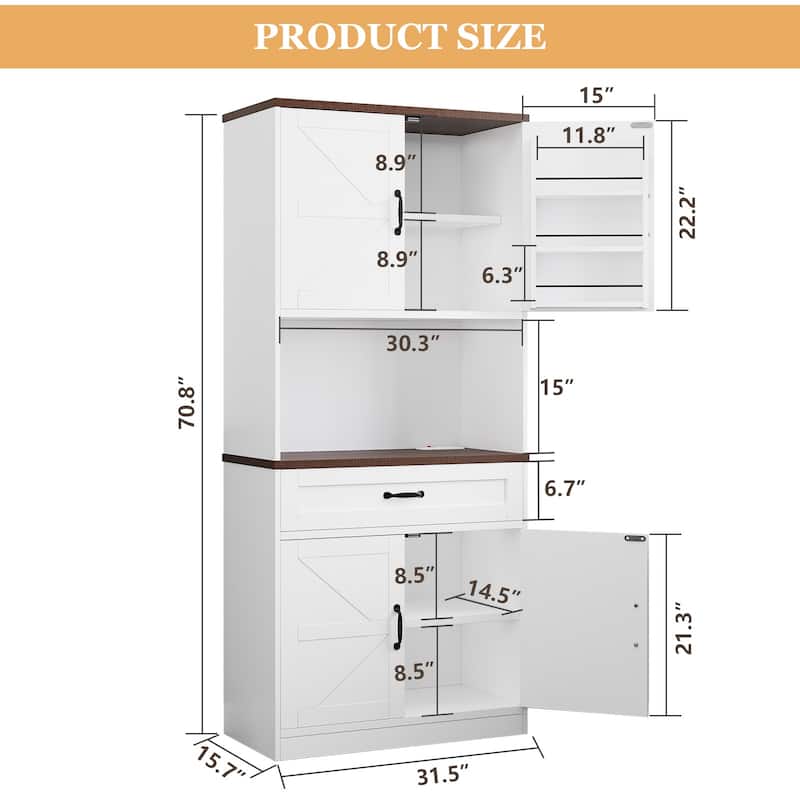Pocassy Kitchen Pantry Storage Cabinet with 6 Hanging Shelves