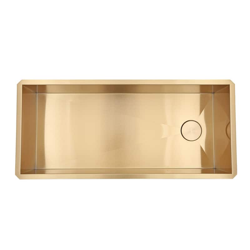 Kingsman 42 Inch Satin Gold Matte Stainless Steel Undermount 16-Gauge Kitchen Sink Single Bowl