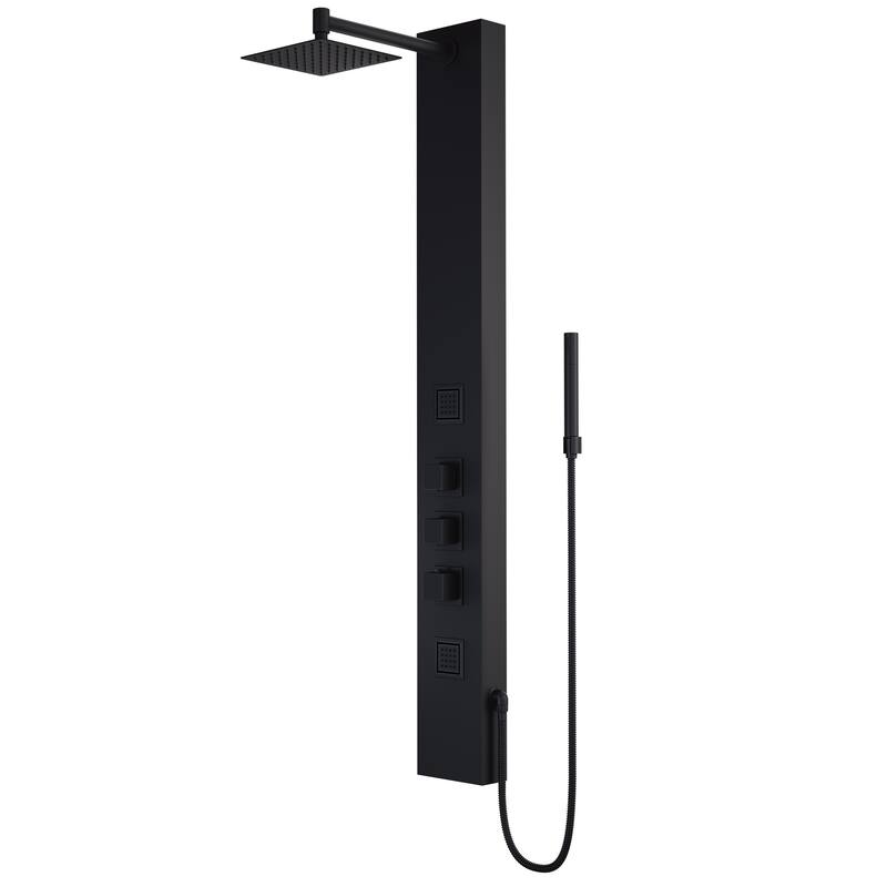 VIGO Rector 55" H x 6" W 2-Jet Retro Shower Panel with Square Shower Head - Matte Black