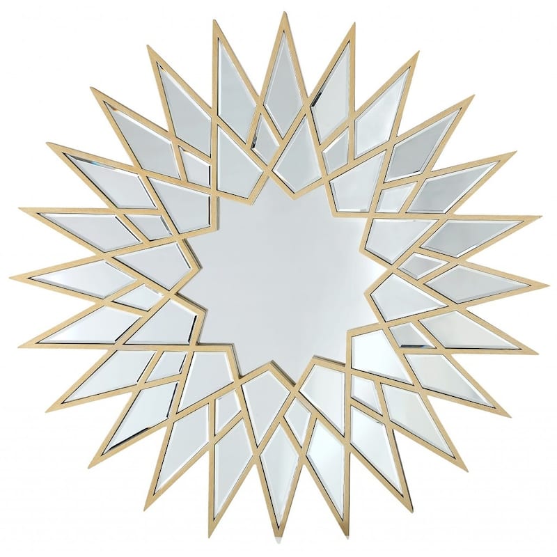 HomeRoots 34" Painted Sunburst Accent Mirror Wall Mounted With Metal Frame - 27.5