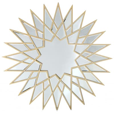 HomeRoots 34" Painted Sunburst Accent Mirror Wall Mounted With Metal Frame - 27.5