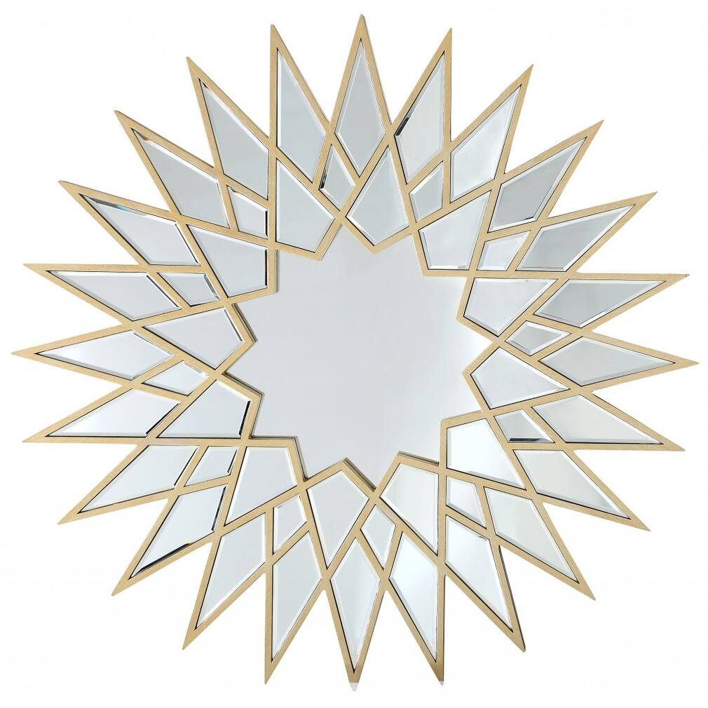 HomeRoots 34" Painted Sunburst Accent Mirror Wall Mounted With Metal Frame - 27.5