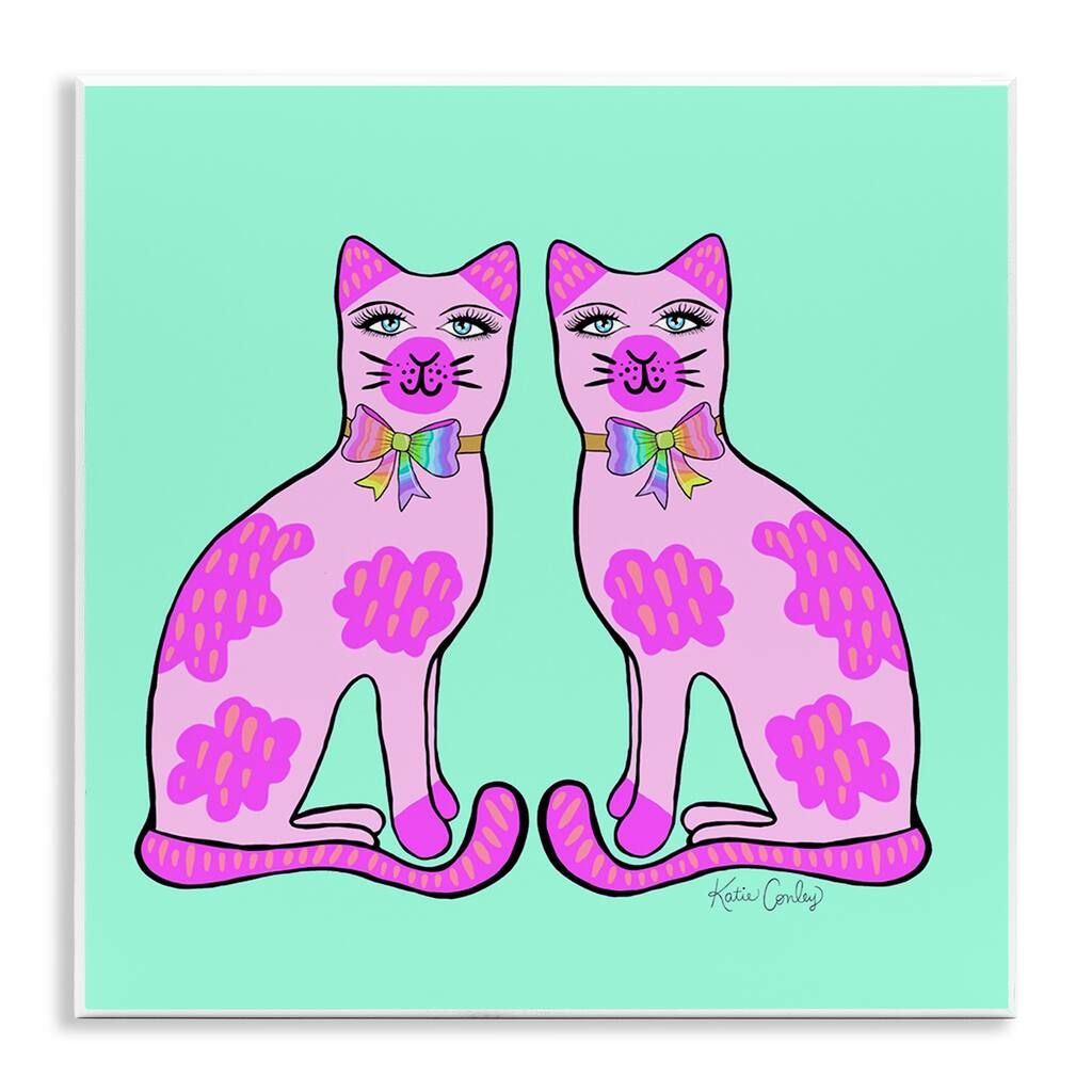 Stupell Mirrored Purple Cats Wall Plaque Art Design By Katie Conley
