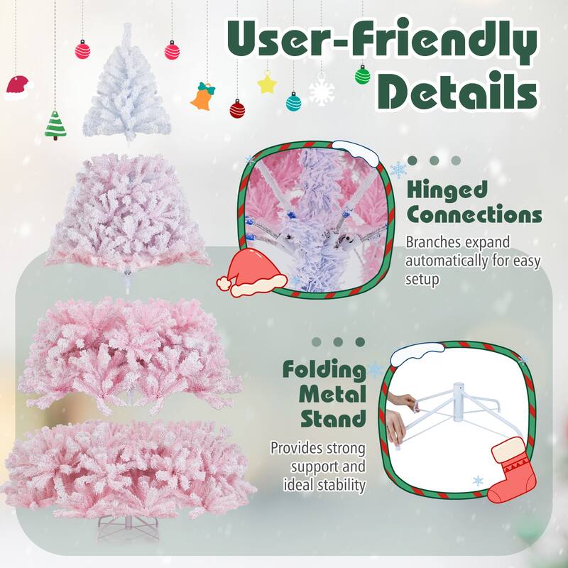 Costway 5/6/7/8 FT Artificial Christmas Tree with 180/250/350/470 Warm - See Details