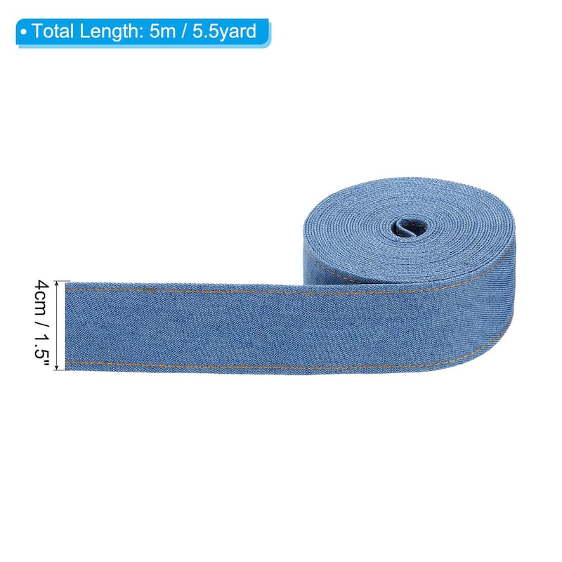 Denim Ribbon, 1 Roll 5.5 Yard Craft Strip - Blue - 1.5"
