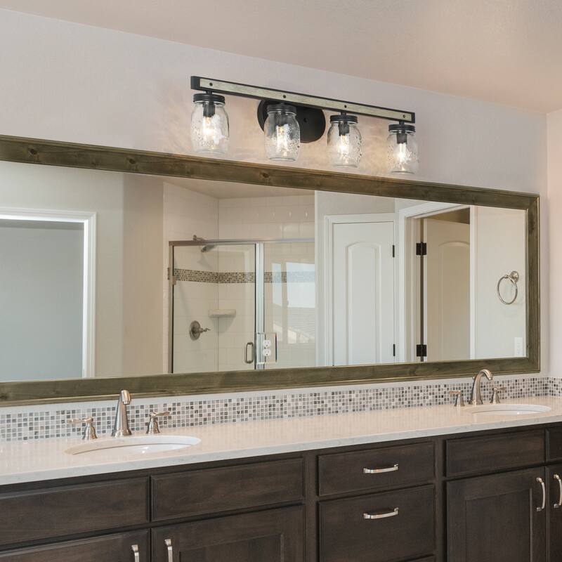 Kole Farmhouse 4-Light Linear Bathroom Vanity Lights Mason Jar Glass Wall Sconces