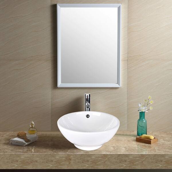 White round ceramic bathroom sink bowl and stainless steel faucet Bed Bath & Beyond 34736102