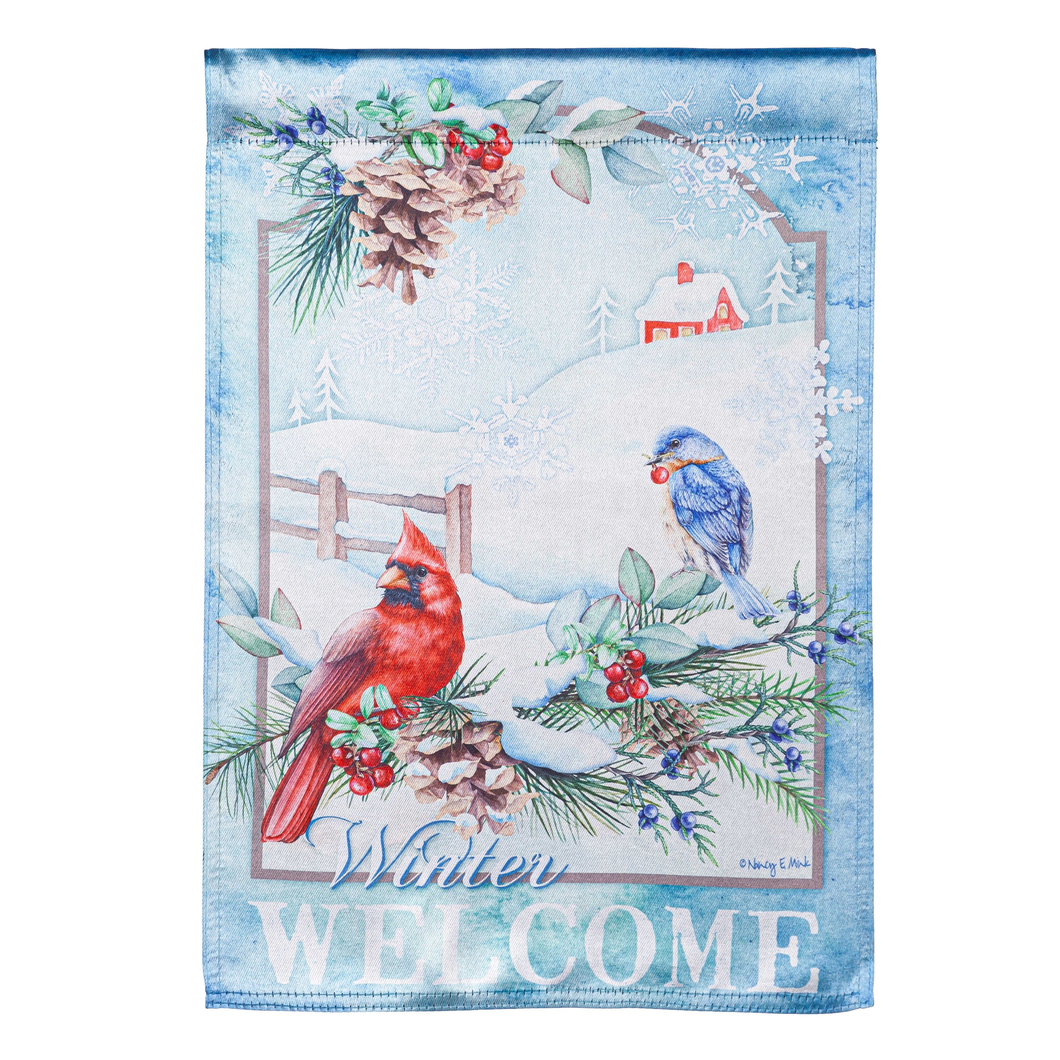 12.5 in. x 18 in. Snow Country Birds Lustre Garden Flag