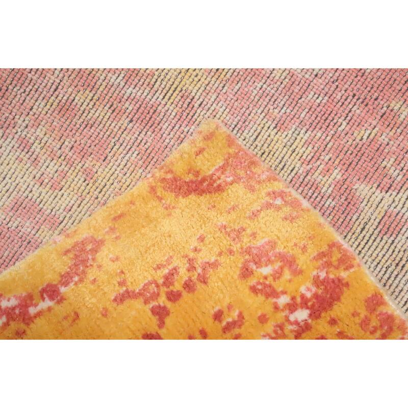 Hand Knotted Oriental Viscose Silk Carpet Modern All-Over Oranges & Rust Abstract Area Rug - 5' 9'' X 4' 0''