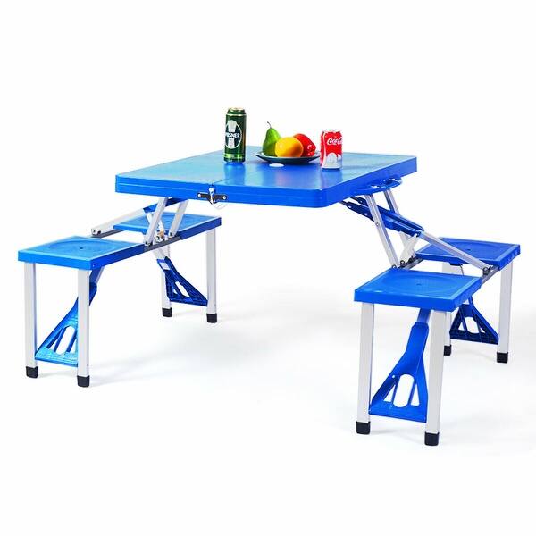 Shop Costway Outdoor Camping Foldable Picnic Table W Bench 4 Seat