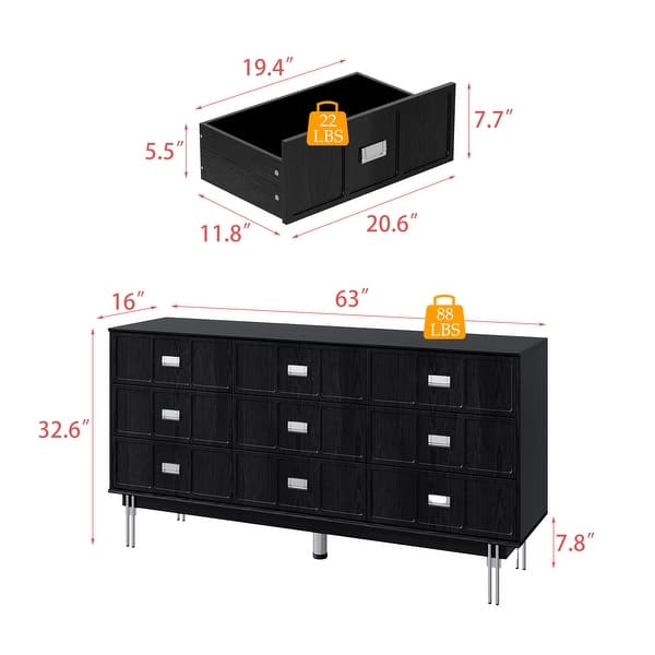 oversized black dresser Amazon.com: jiteentarou Black Malm Dresser for Bedroom, 55 Inch Long High Gloss Dresser with 7 Drawers, Modern Large Wood Chest of Drawer Handle Free, Living Room, Entryway, Hallway, Black : Home & Kitchen