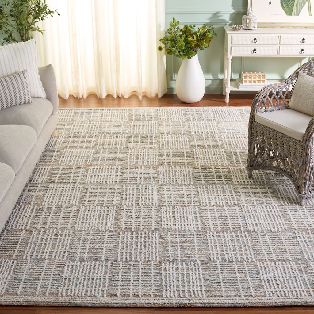 SAFAVIEH Handmade Abstract Anoek Checkered Wool Rug