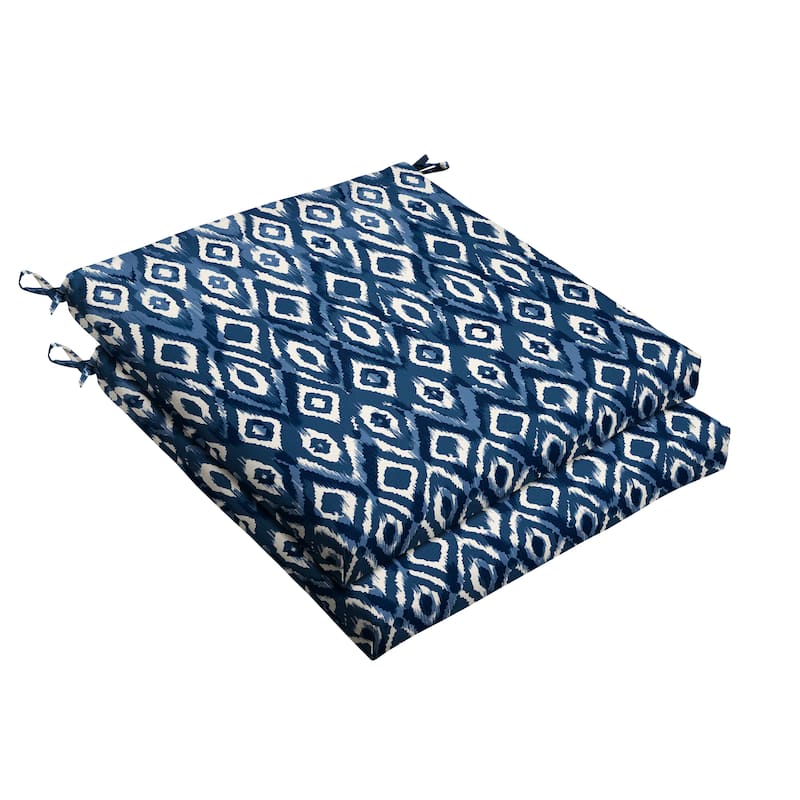 Graphic Indigo and Navy Indoor/ Outdoor Square Chair Cushion Set
