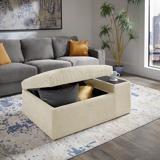 Sebastopol Boucle Fabric Storage Ottoman With Table and Casters by iNSPIRE Q Modern