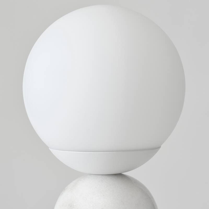 Brightech Mila 9.85 in. Polished White Mid-Century Modern Integrated LED Bedside Table Lamp with Built-In 3-Way Dimmer (2-Pack)