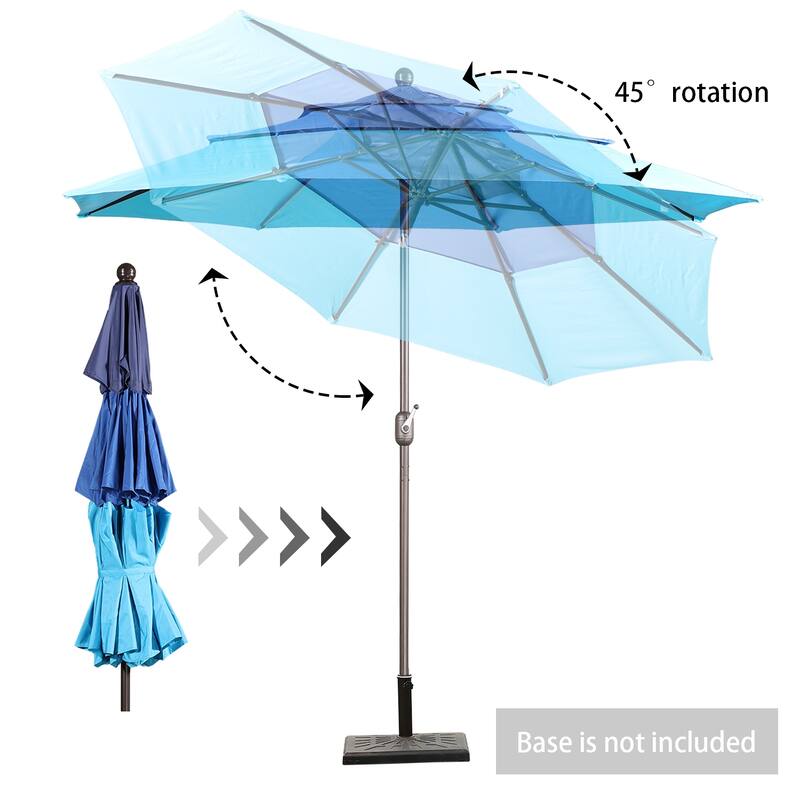 Aoodor Patio Umbrella 10 ft. for Dining Table Outdoor Market Yard Use 3 Tier Ventilation (Umbrella only)
