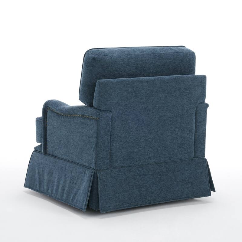 Chenille Swivel Accent Chair with Nailhead Trim Skirt