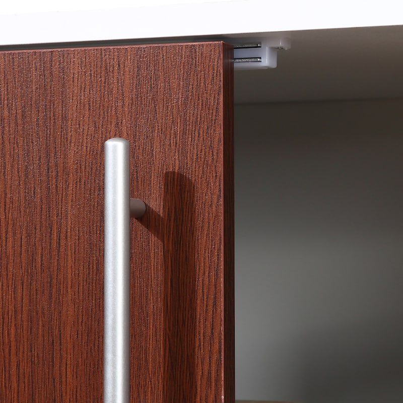 HOMCOM Modern Sideboard Buffet Kitchen Storage Cabinet with Adjustable Shelves, Anti-Topple Design, and Large Countertop, Grey
