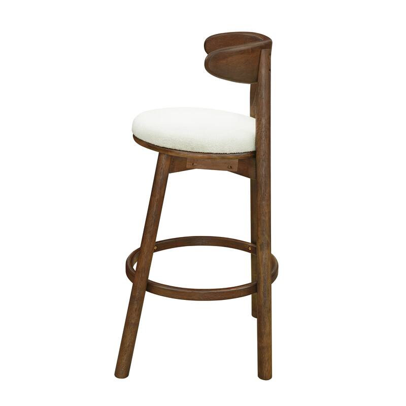 Christopher Knight Home - Ashley Contemporary Upholstered Round Cushion Bar Stools with Rubberwood Frame, Set of 2