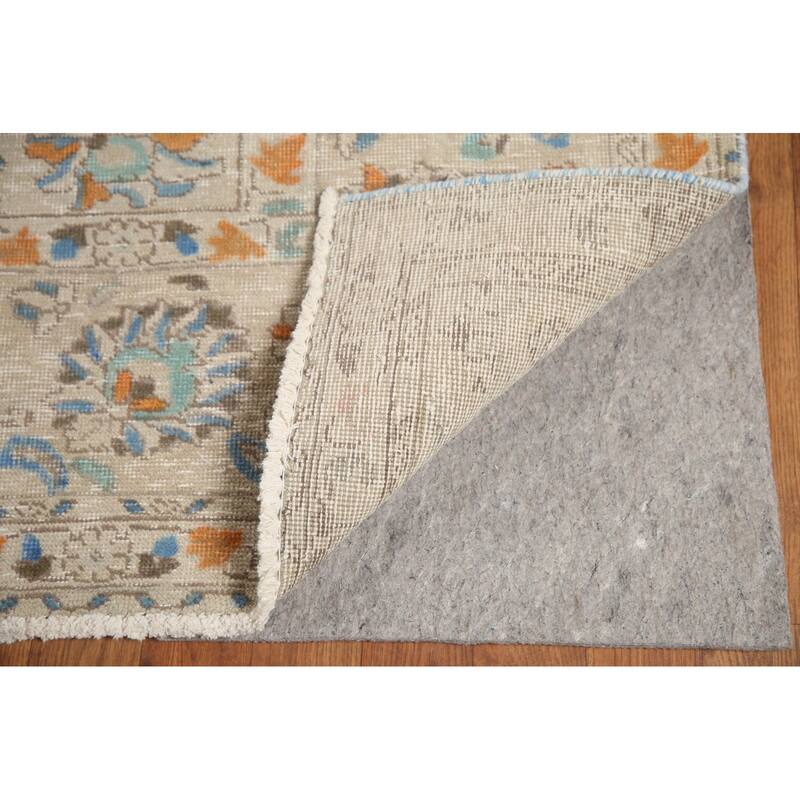 Hand Knotted Oriental 100% Wool Carpet Traditional Floral Beige & Ivories Tabriz Area Rug - 13' 1'' X 9' 9''