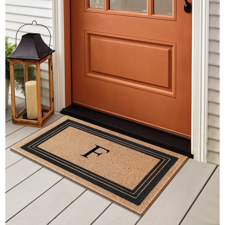 A1HC Natural Coir Monogrammed Entrance Door Mats, Durable Large Outdoor Rug, Non-Slip, Flock Doormat 18"X30"