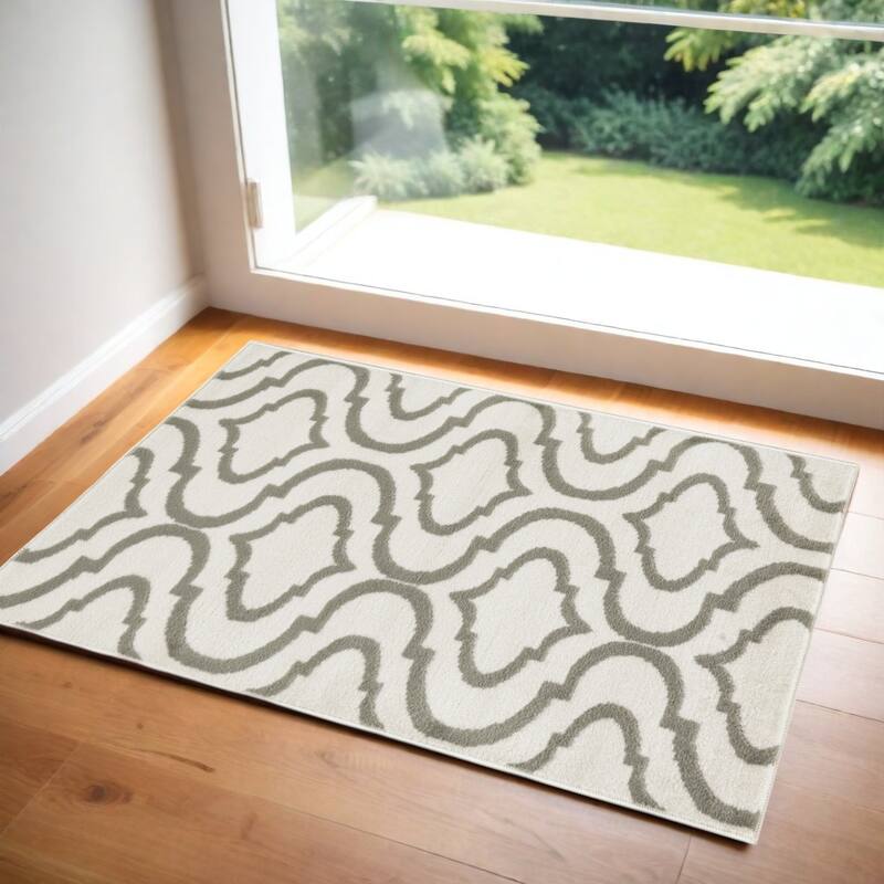 Foxo Power Loomed Stain Resistant Area Rug By HomeRoots - 48' X '24' X '0.5 - 48' X '24' X '0.5 - Green/Teal - Rectangle