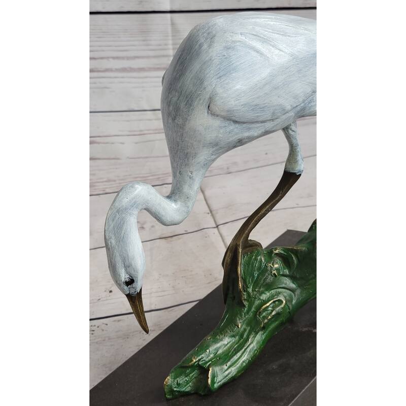 Real Bronze Art Stork Egret Crane Heron Statue Figurine Sculpture Original Milo